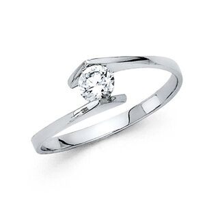 14K White Gold Tention Engagement Ring